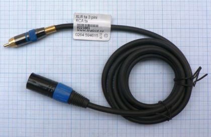Cablu prelungitor XLR tata - RCA tata gold, 2 m