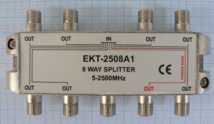 Spliter/distribuitor de semnal  1*IN-8*OUT, in banda de 5-2400Mhz, power pass