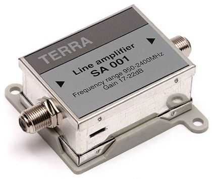 Amplificator de semnal TV SAT  1*IN-1*OUT, in banda 950-2400Mhz, castig 20 dbi