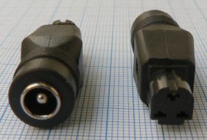 Mufa adaptoare tip reductie DC  2.1*5.5*10 tata - 3 pini 0.8*7mm mama