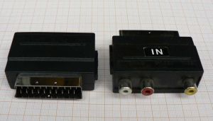 Adaptor/reductie Scart tata out - 3xRCA IN mama