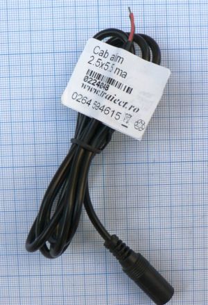 Cablu  alimentare mufa DC tata cc 2.5 mm, 1m