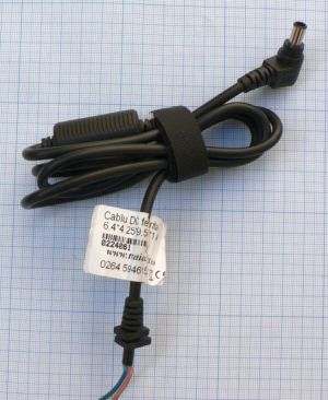 Cablu alimentare mufa DC cu pin interior 1.2m, 1.4 mm-6.4x4.25x9