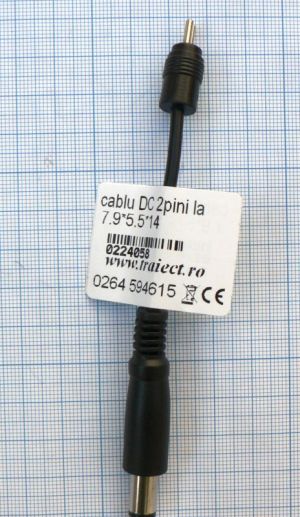 Cablu alimentare  mufa DC tata 7.4mm cu pin 0.6 mm, 5cm