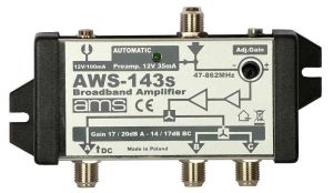 Amplificator de semnal TV si CATV,  1*IN-3*OUT, canale1-69R, castig 14-17 dBi
